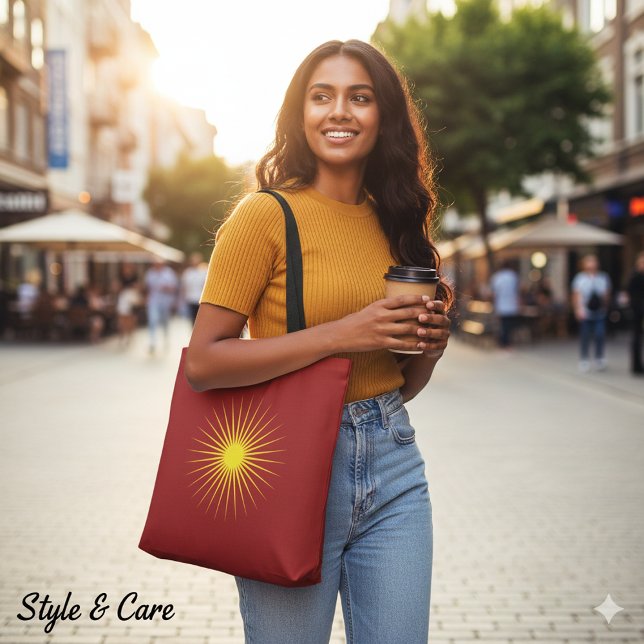 Tote Bag Bright Yellow Shining Star Mark Christmas Red (Bright Yellow Shining Star Mark Christmas Red Tote Bag)