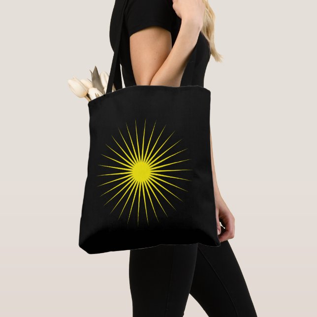 Tote Bag Bright Yellow Shining Star Mark Modern Black (De près)