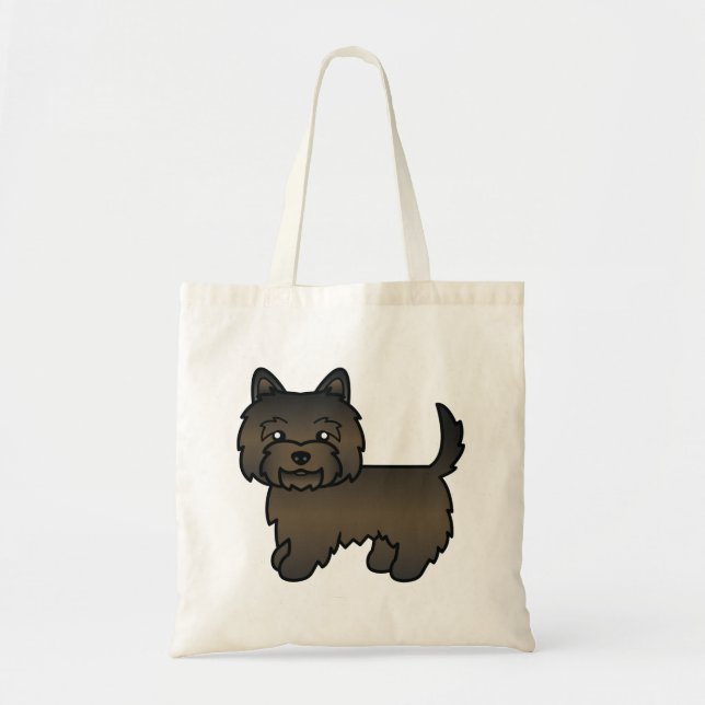 Tote Bag Brindle foncé Cairn Terrier mignon chien de dessin (Devant)