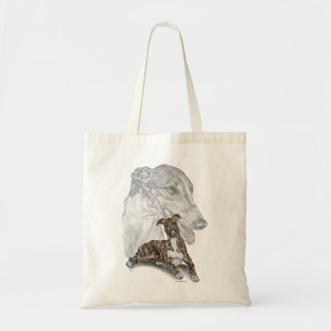 Tote Bag Brindle Greyhound Chig Art (Devant)