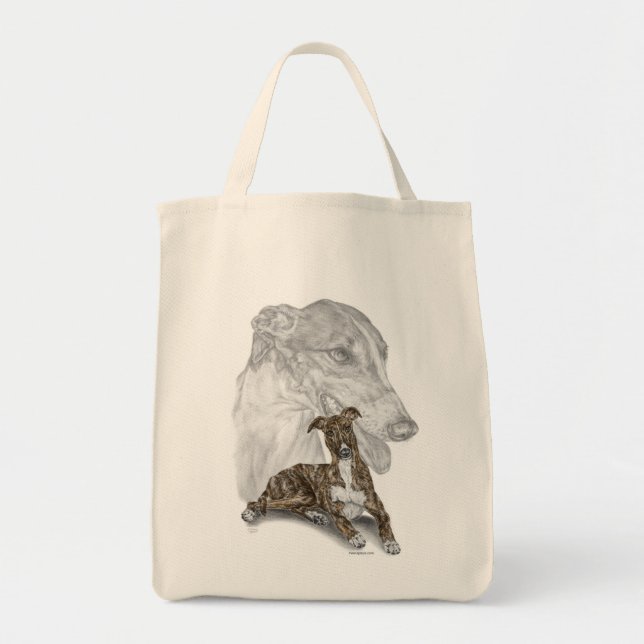Tote Bag Brindle Greyhound Chig Art (Devant)