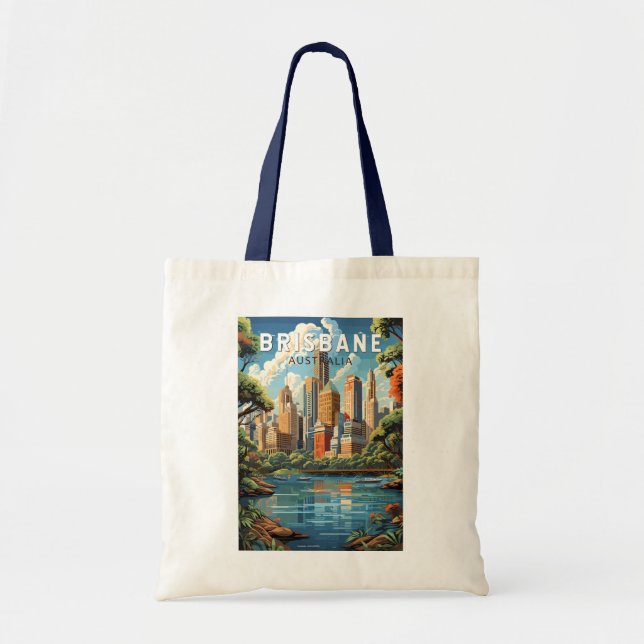 Tote Bag Brisbane Australie Travel Art Vintage (Devant)
