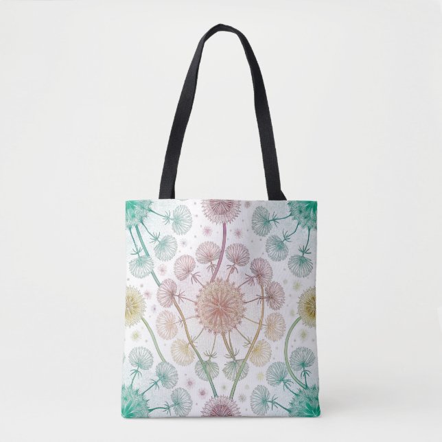 Tote Bag Brise de Dandelion Whimsical - Pastel Botanique (Devant)