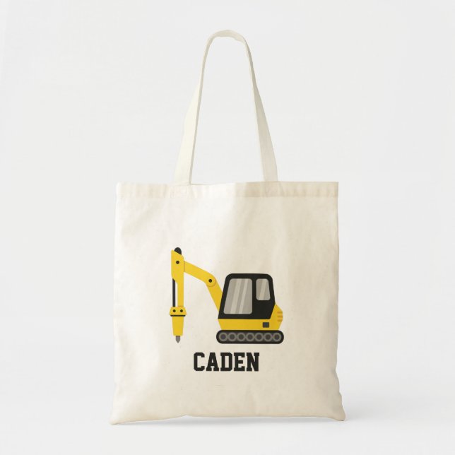 Tote Bag Brise-roche Excavatrice Jaune de Construction Pers (Devant)