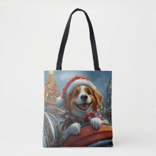 Tote Bag Brittany Spaniel Chien Noël