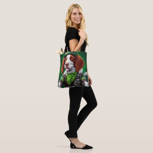 Tote Bag Brittany Spaniel conduite vélo St. Patrick's Day
