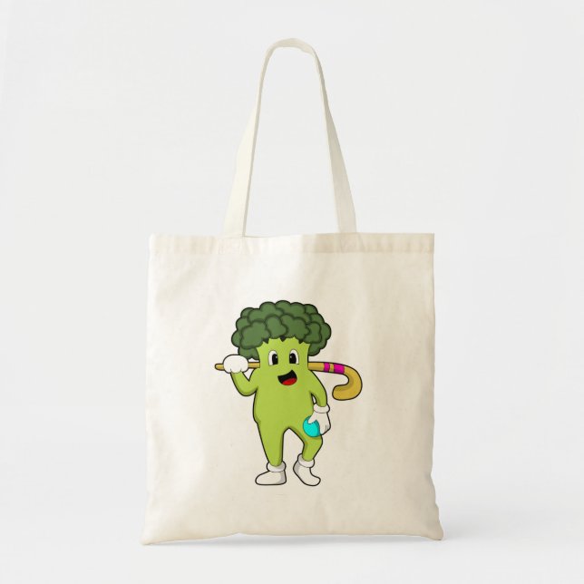 Tote Bag Broccoli à Hockey avec chauve-souris de hockey (Devant)