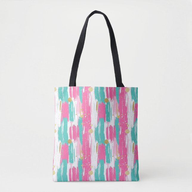 Tote Bag Brochures Abstraites à la menthe, rose, blanche et (Devant)