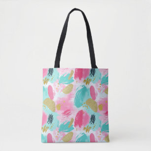 Tote Bag Brochures Abstraites colorées - Menthe et rose (1)
