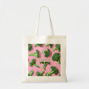 Tote Bag Brocolis vert pailleté pastel personnalisé