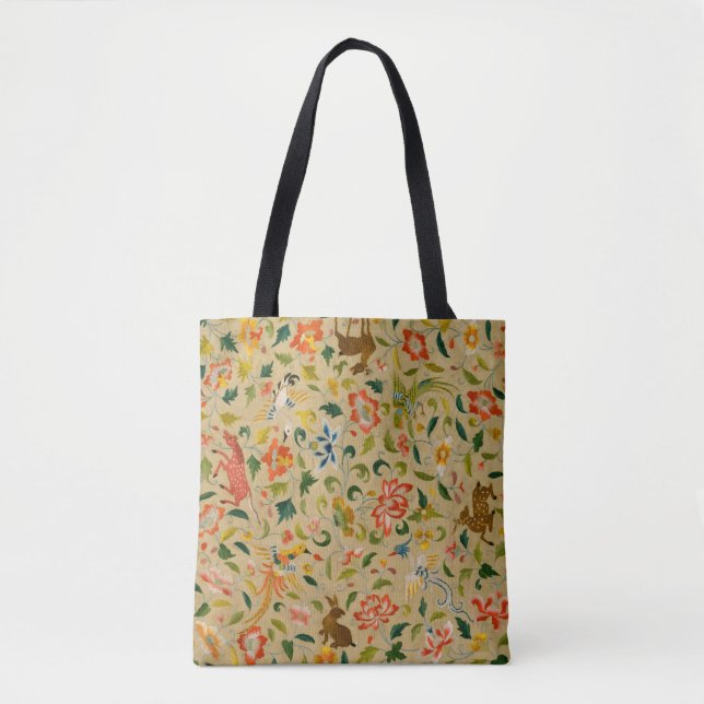 Tote Bag Broderie animale vintage en crewel : Tapisserie an (Devant)
