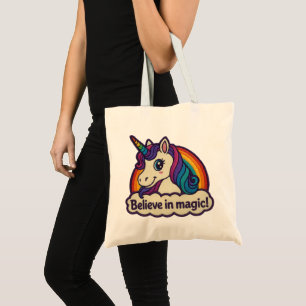 Tote Bag Broderie Mythique Unicorne Magique Animal à Corne