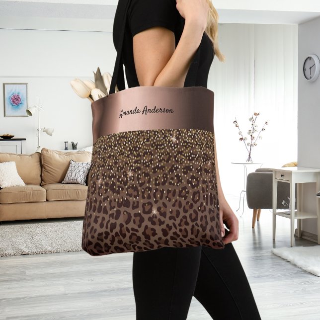 Tote Bag bronze noir brun Empreinte de léopard (Créateur téléchargé)