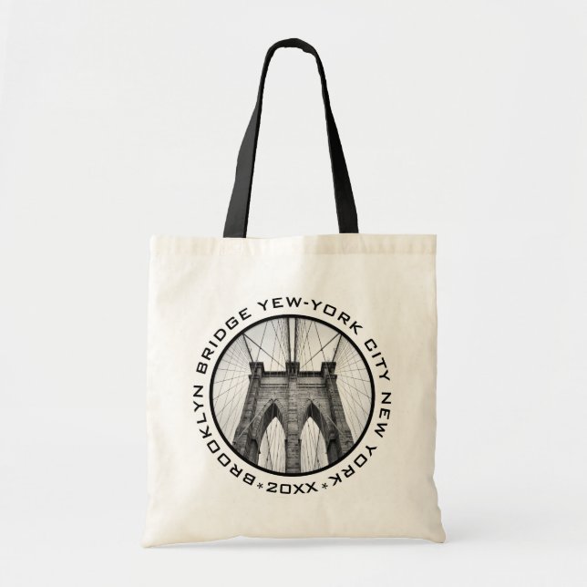 Tote Bag Brooklyn Bridge New York City Landmark Texte perso (Devant)