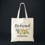 Tote Bag Brosse moderne Script Jaune Blanc Floral<br><div class="desc">Brosse moderne tendance Script Aquarelle Jaune Blanc Floral Sac fourre-tout</div>