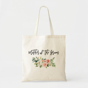 Tote Bag Brosse Script rose blanc Floral Mère de la chambre