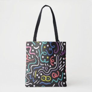 Tote Bag Brosse tirée à la main. motif Abstrait, zigzags, l