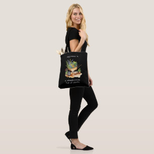Tote Bag Brouette de jardin de citation de bonheur noir