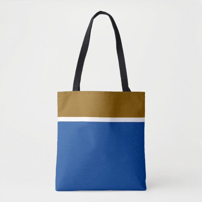 Tote Bag Brown Blanc Doré Moderne Sur Bleu Profond (Devant)