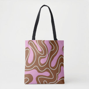 Tote Bag Brown Boho en marbre rose Super Motif à liquide
