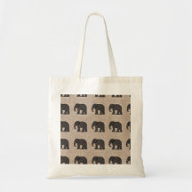 Brown Elephant Motif Canvas Fourre-tout
