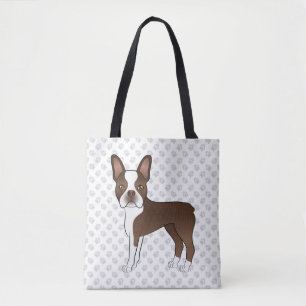 Tote Bag Brown Et Blanc Boston Terrier Cartoon Chien & Pâte