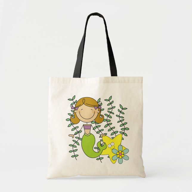 Tote Bag Brown Haired Mermaid (Devant)