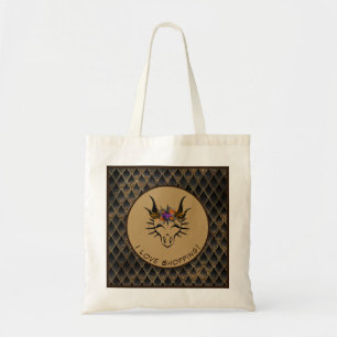 Tote Bag Brown I Love Shopping Dragon Head & Scales
