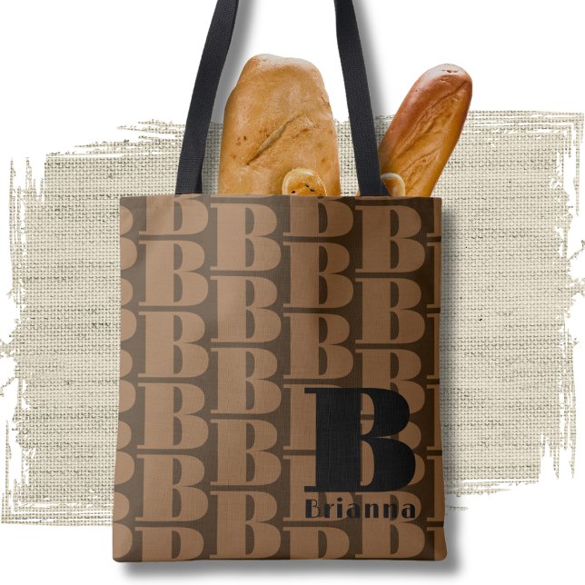 Tote Bag Brown noir Elegant Designer Motif Monogram (Créateur téléchargé)