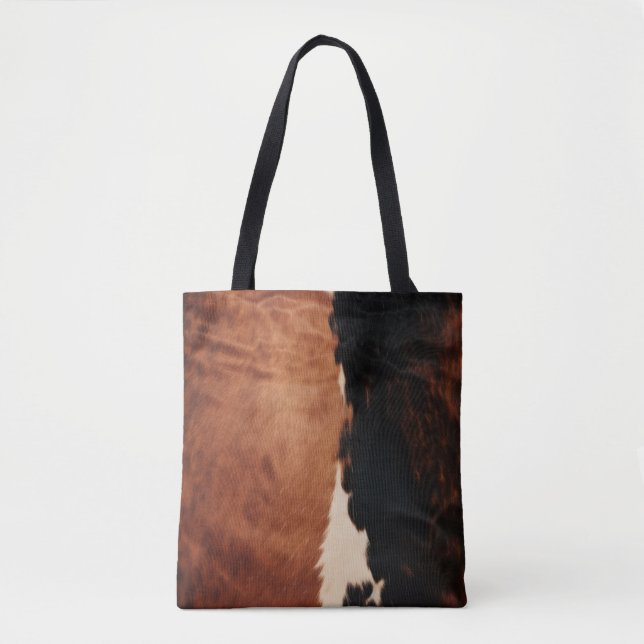 Tote Bag Brown Noir Noir Faux Cowhide (Devant)