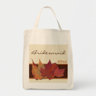 Tote Bag Brown Orange Ivory séché Feuilles Bridesmaid Fourr