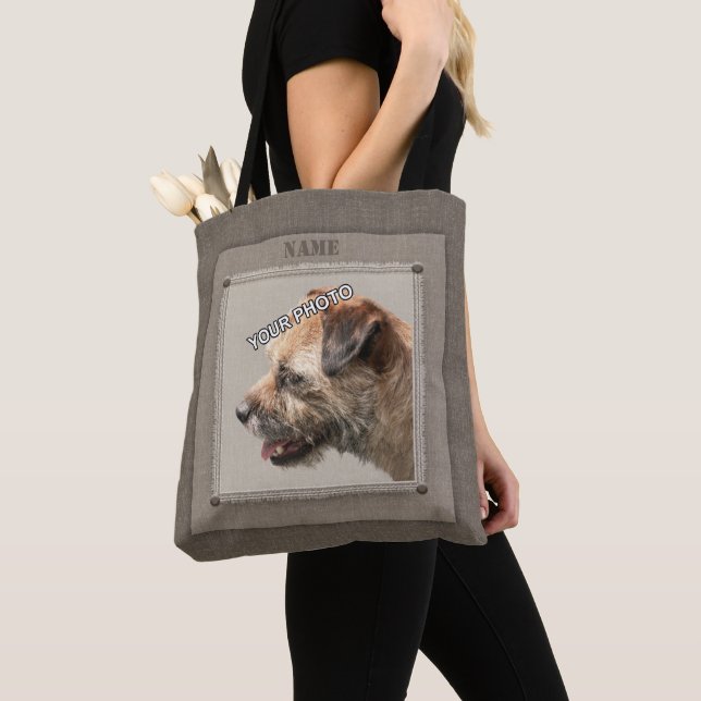Tote Bag Brown Portrait d'animaux de compagnie Photo Frange (De près)