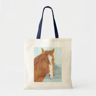 Tote Bag Brown Wild Horse Blue Mountain Lake - acrylique.