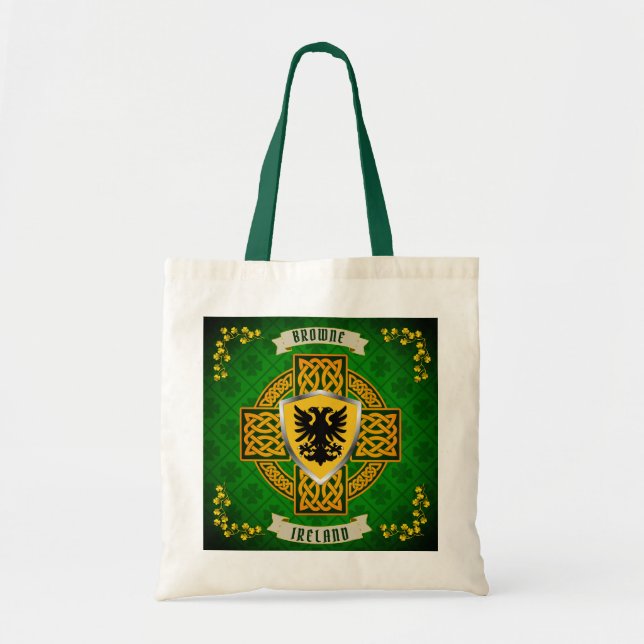 Tote Bag Browne Irish Shield & Celtic Cross Personnalisé (Devant)