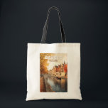 Tote Bag Bruges Belgique Illustration Voyage Art Vintage<br><div class="desc">Conception de déplacement vectoriel rétro de Bruges. Bruges, connue sous le nom de "Venise du Nord", est une ville médiévale pittoresque en Belgique, célèbre pour ses charmants canaux, son architecture historique et son chocolat de classe mondiale.</div>