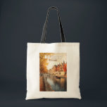 Tote Bag Bruges Belgique Illustration Voyage Art Vintage<br><div class="desc">Conception de déplacement vectoriel rétro de Bruges. Bruges,  connue sous le nom de "Venise du Nord",  est une ville médiévale pittoresque en Belgique,  célèbre pour ses charmants canaux,  son architecture historique et son chocolat de classe mondiale.</div>