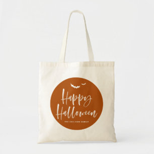 Tote Bag Brûler Orange Joyeux Halloween Brush Calligraphie