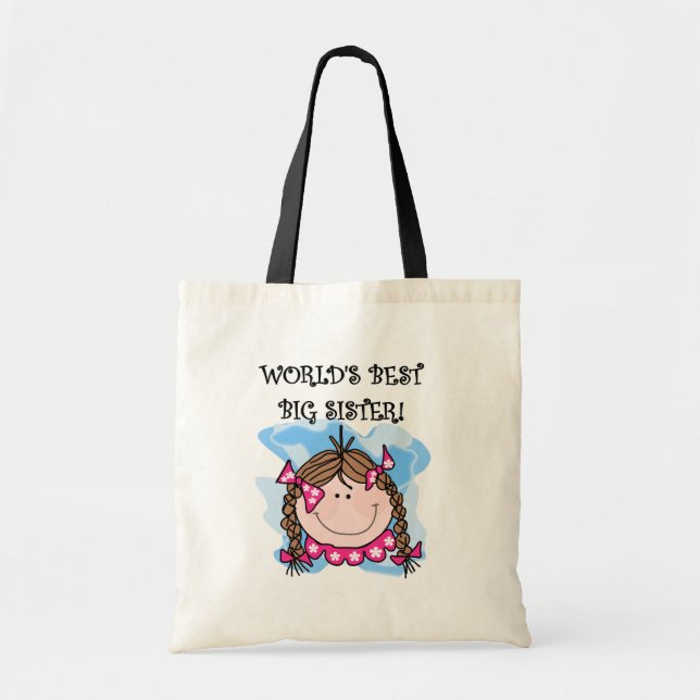 Tote Bag Brunette World's Best Big Sister Tshirts and Gifts (Devant)