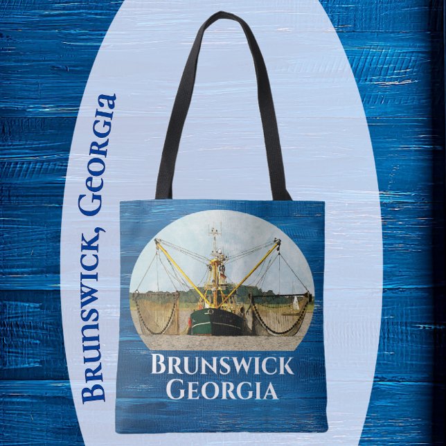 Tote Bag Brunswick Géorgie Crevettes de pêche Souvenir (Créateur téléchargé)