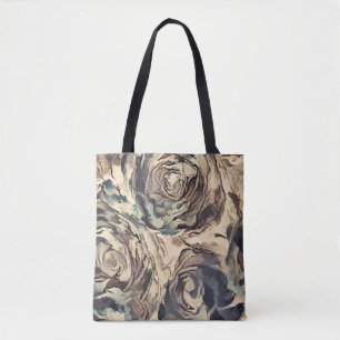 Tote Bag Brush art Abstrait texturé rose imprimé brun beig
