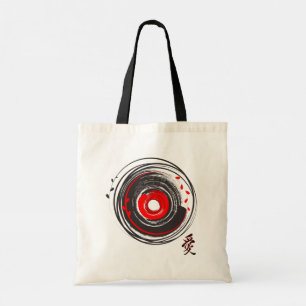 Tote Bag Brush Peint Vinyl Record Avec Le Mot Amour
