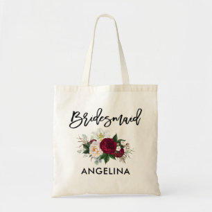 Tote Bag Brush Script Botanique Floral Bridesmaid