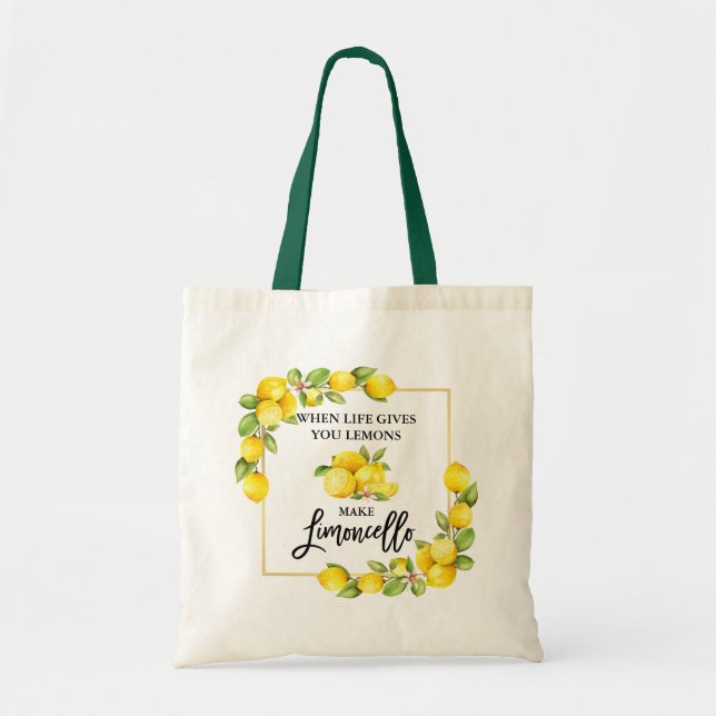 Tote Bag Brush Script Limoncello Aquarelle Lemons (Devant)