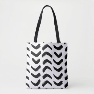 Tote Bag Brush strokes vintage motif sans soudure. Noir et