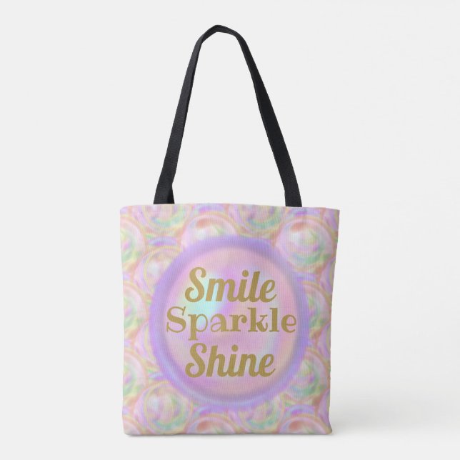 Tote Bag Bubble Rose Smile Sparkle Shine Motivation Plutôt (Dos)