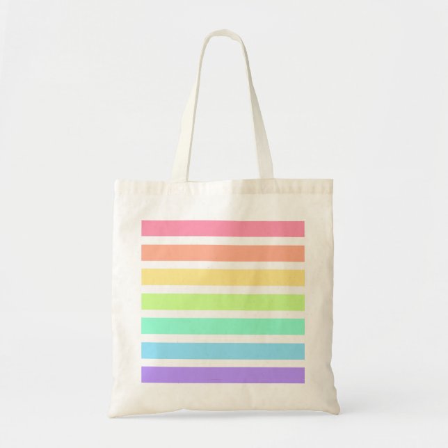 Tote Bag Bubblegum arc-en-ciel et bandes blanches (Devant)