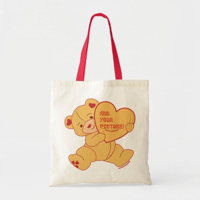 Tote Bag Bubbly mignonne Ours couleur rouge (Devant)