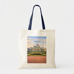 Tote Bag Bucarest Illustration Voyage Art Rétro Roumanie