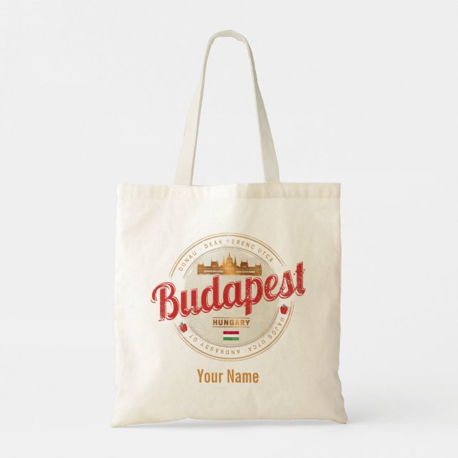 Tote Bag Budapest Design Hongrie Parlement Vintage (Dos)