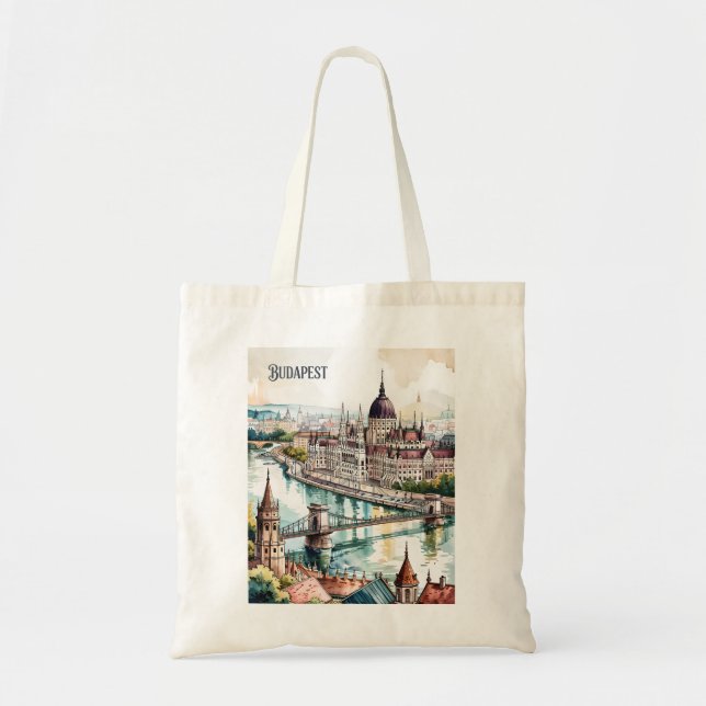 Tote Bag Budapest Hongrie Parlement Rivière Danube Skyline (Devant)